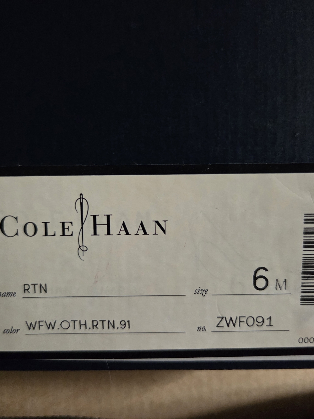 Cole Haan Black and Cream Women's Heels Box Label